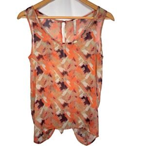 Paper Crane Tank Top Womens Sheer Small USA Made Abstract Art Resort Vacation